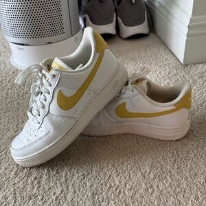 Nike Air Force 1 White with Gold Swoosh